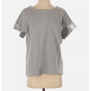 Gryphon grey short sleeve top embellished sleeves